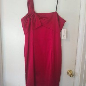 Red cocktail dress - one shoulder
